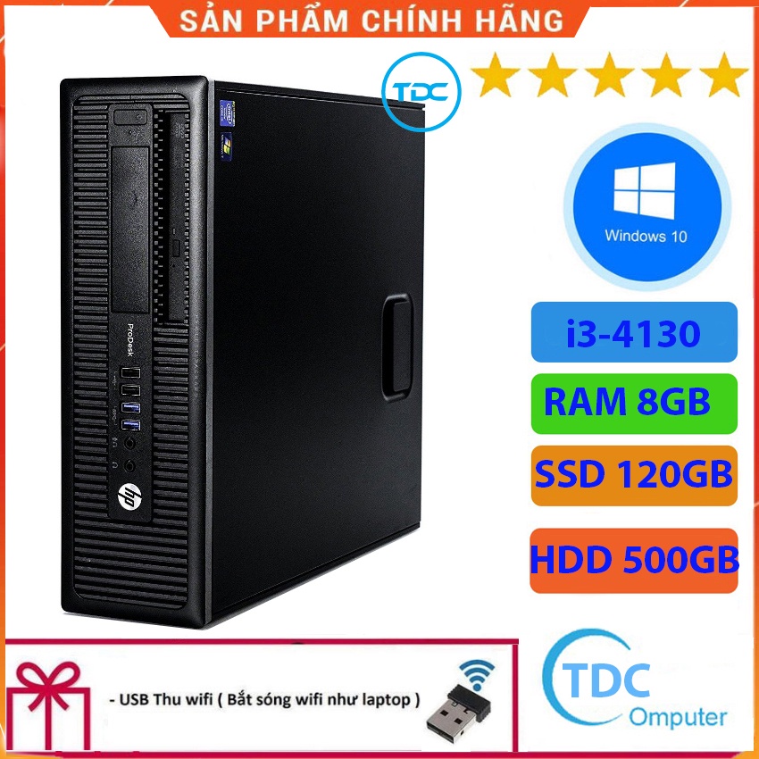 Case máy tính để bàn HP 400G1/600G1 CPU i3-4130 Ram 8GB SSD 120GB + HDD 500GB Tặng USB thu Wifi