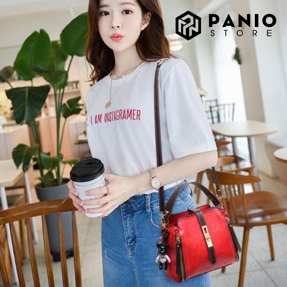 Túi xách nữ công sở thời trang hàn quốc, túi đeo chéo đeo vai nữ phong cách retro cute PANIO SP02