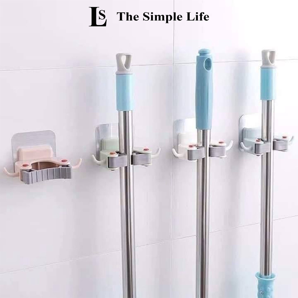 Móc dán tường kẹp giữ chổi, móc càng cua, kẹp giữ cây lau nhà dán tường chịu lực có đệm cao su chắc chắn [CHÍNH HÃNG]