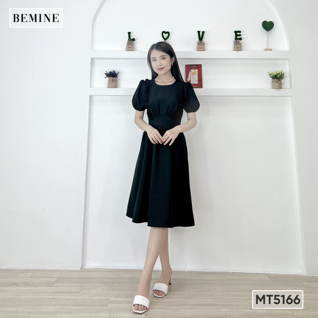 Đầm tay phồng ngắn có bèo 2 bên BEMINE MT5166DEN