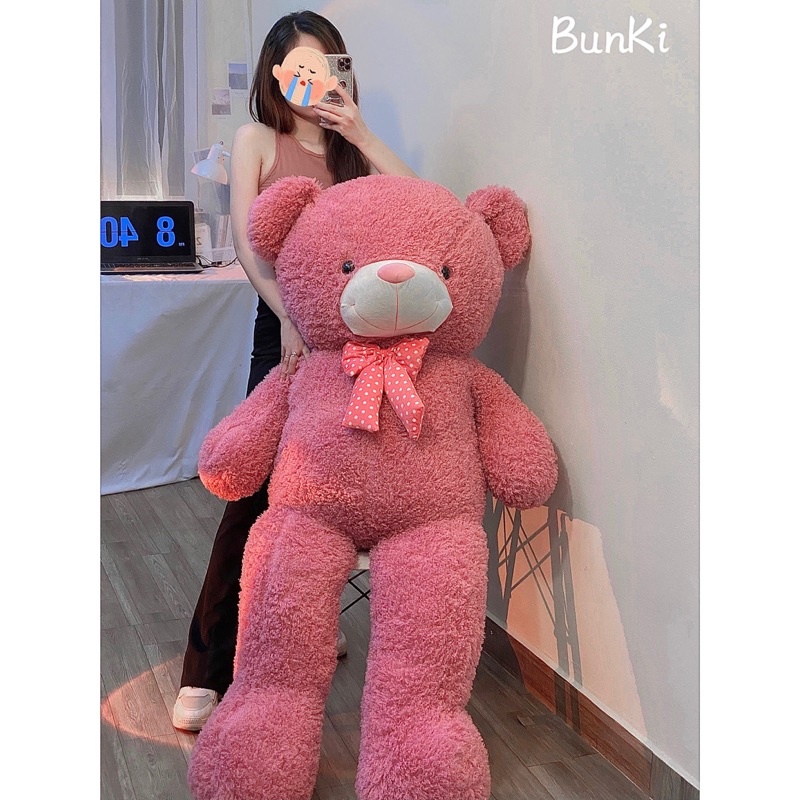 Gấu Bông Teddy First Love Hồng 1m7 khổ vải cao 1m6 cao cấp BUNKI