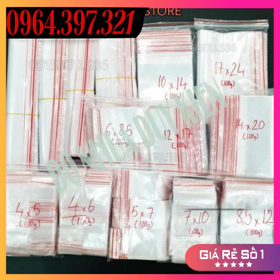 1Kg Túi Zip Đựng Thực Phẩm Trong Suốt Lock , Túi Zip Chỉ Đỏ ( Zip PE, Zip Lock, Zip Viền Đỏ) Đủ Size