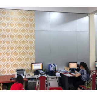 [xã_sốc] Cuộn 10m Giấy dán tường hoa văn Đức vàng 02