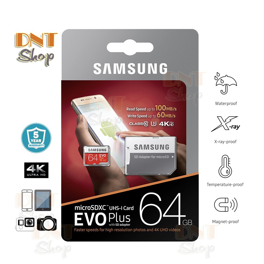 Thẻ nhớ MicroSDXC Samsung EVO Plus 64GB U3 4K - W60MB-R100MB With Adapter | WebRaoVat - webraovat.net.vn