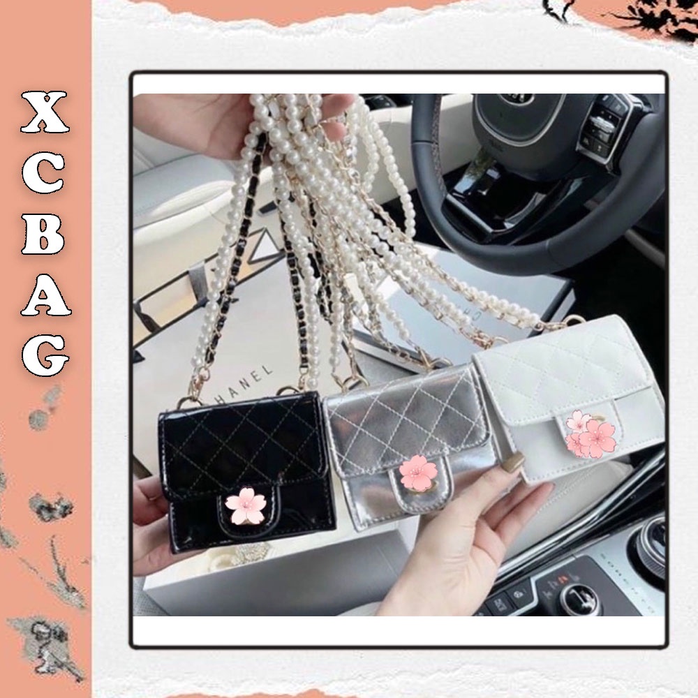 Túi dây ngọc mini đeo chéo nữ full hộp XC-020, họa tiết trần trám sang chảnh, túi công sở đi chơi