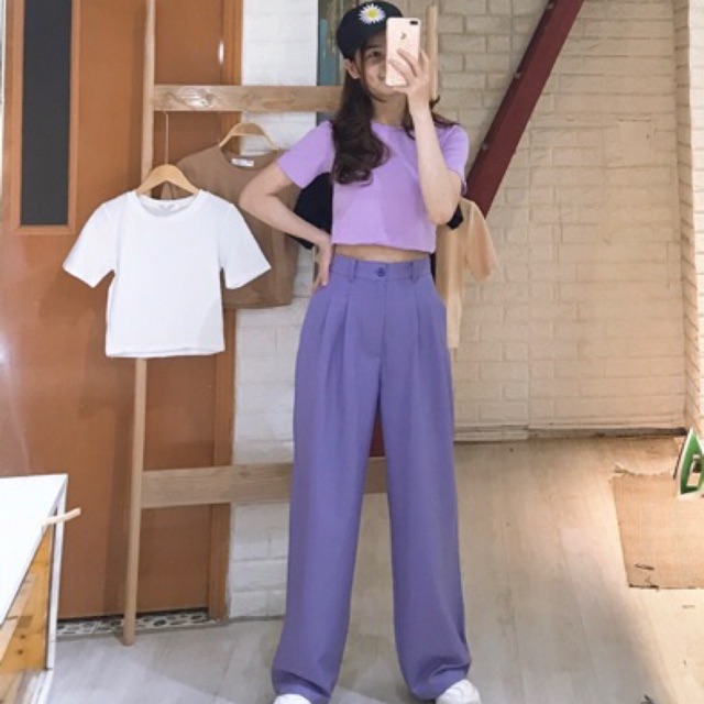 Áo phông cotton croptop nhiều màu