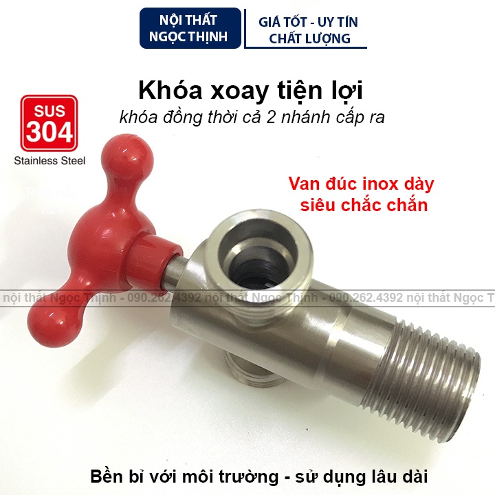 [VAN KHÓA XOAY] Van khóa nước inox sus304 siêu bền khóa xoay tiện lợi 1 nhánh/2 nhánh