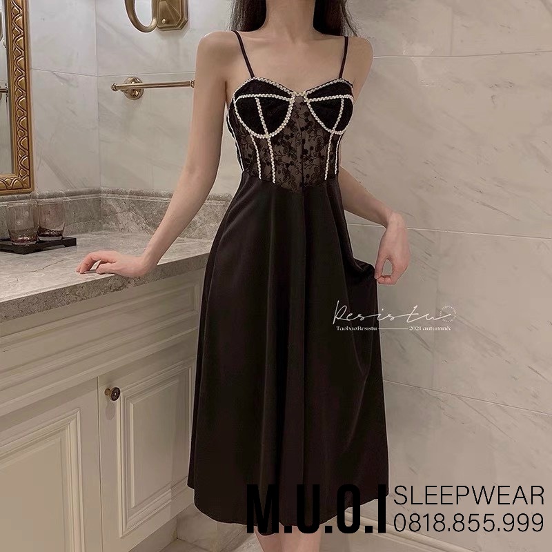 [FREESHIP] Váy ngủ sexy Quảng Châu - Sx 29 Váy ngủ lụa sexy cup ngực kết hoa hot hit cao cấp QUảng Châu Muối Sleepwear