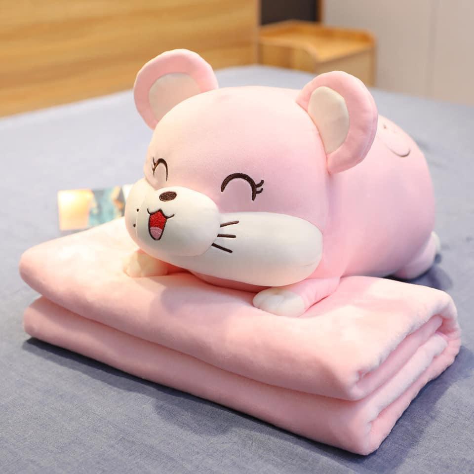 Set Chăn Gối 2 trong 1 Hình Chú Chuột Mẫu Mới 2019