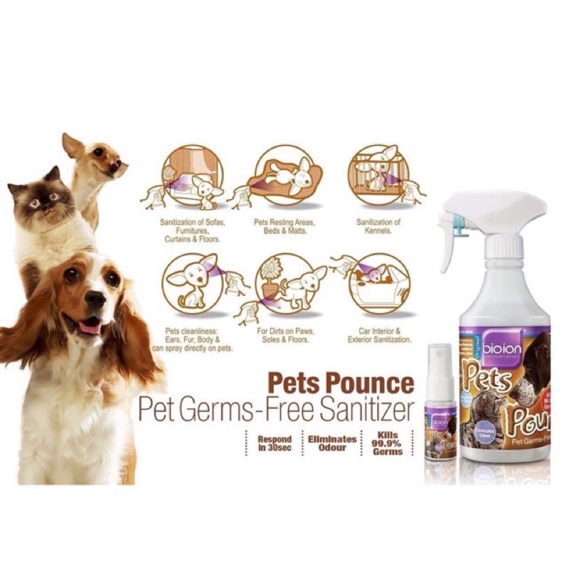 Bioion Pet Pounce -  Xịt khử mùi, khử trùng dành cho thú cưng: chó, mèo, hamster, thỏ...Kitty Pet Shop