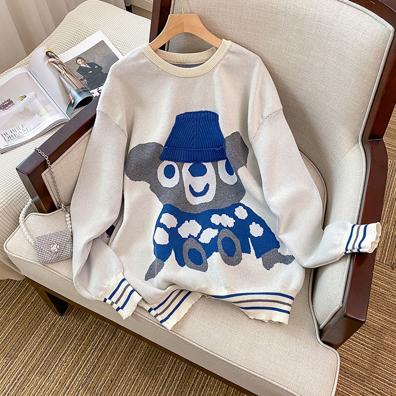 Áo Khoác Sweater Dệt Kim Dáng Rộng Dễ Thương Thời Trang Mùa Thu Cho Nữ