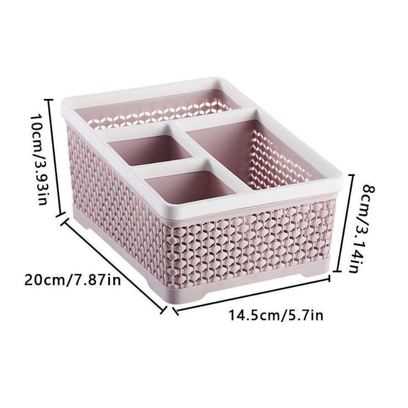 Khay 4 ngăn to tiện ích để bàn đựng bút, đồ dùng đa năng, để mỹ phẩm