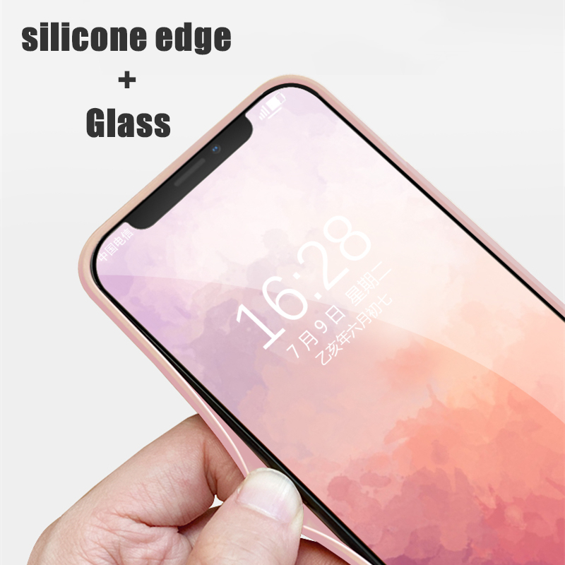 Ốp Điện Thoại Tráng Kính Cường Lực Màu Nước Cho Iphone 11 / 12 Pro Max 7 8 Plus Se 2020 X Xs Max Xr 6 6s Plus 12 Mini