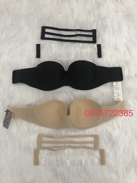 Áo ngực không dây Thái Lan 221 su đúc quai ngang size 34, 36 màu da/đen