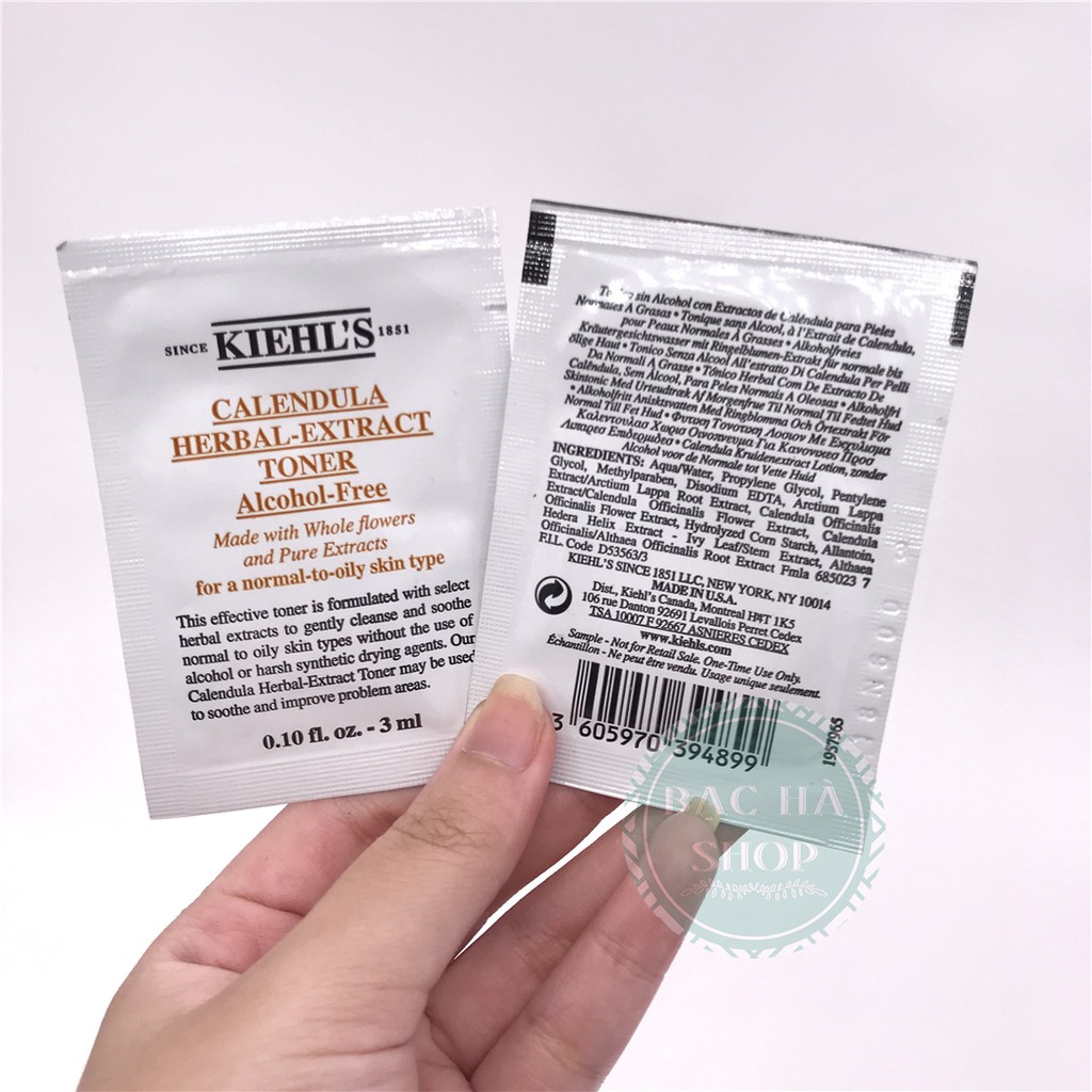 Kiehl's / Kiehls Set Sample Nước Hoa Hồng Hoa Cúc Calendula Herbal Extract Nước Hoa Hồng 60ml (3ml x 20 gói)