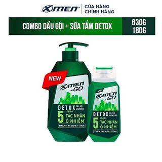 Combo Dầu Gội X-Men Go Detox 630g + Sữa tắm X-Men Go Detox 180g