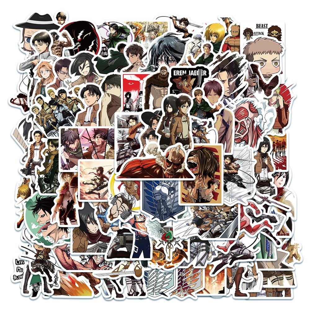10/50/100 Miếng Dán Hình Phim Hoạt Hình Attack On Titan Chống Thấm Nước