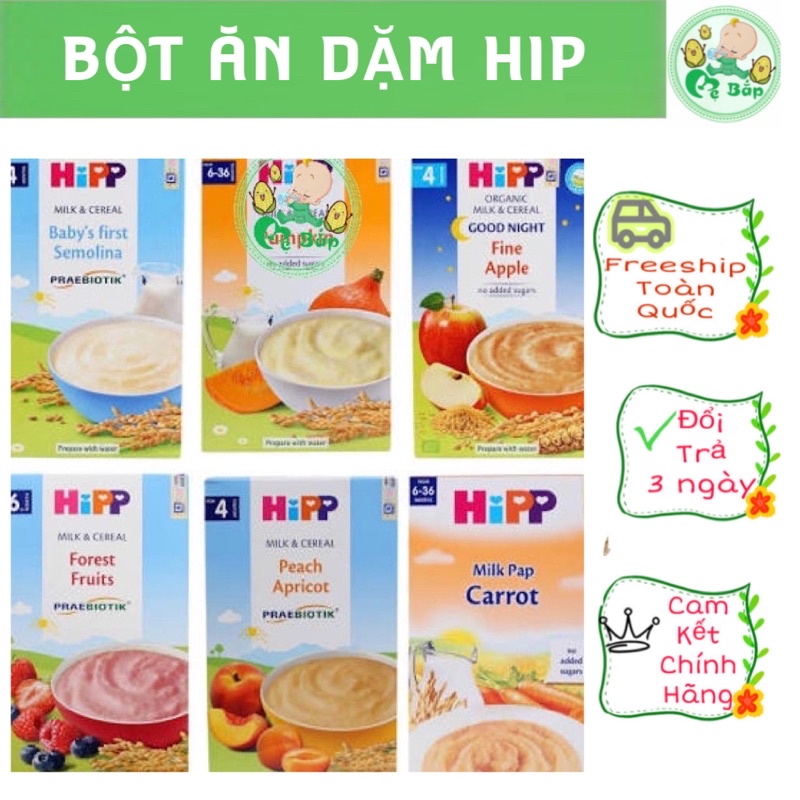 Bột ăn dặm HIPP 250gr đủ vị