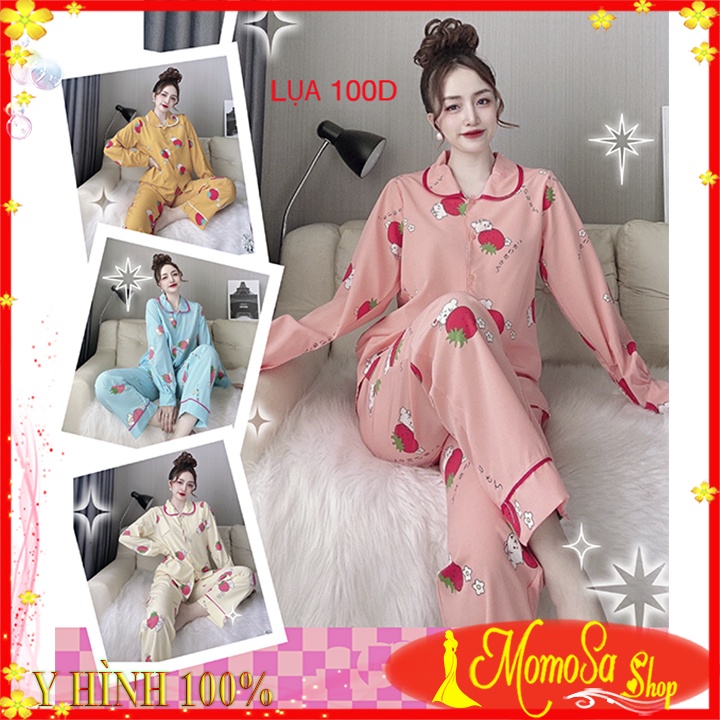 Bộ Đồ Nữ Mặc Nhà Lụa Mềm Mịn Quần Dài- MOMOSA Shop