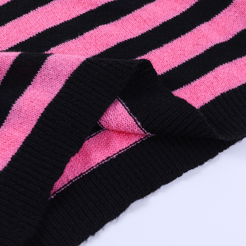 Áo Sweater Cổ Tròn Tay Dài Dáng Rộng Kẻ Sọc Thời Trang Đường Phố Cá Tính Cho Nữ