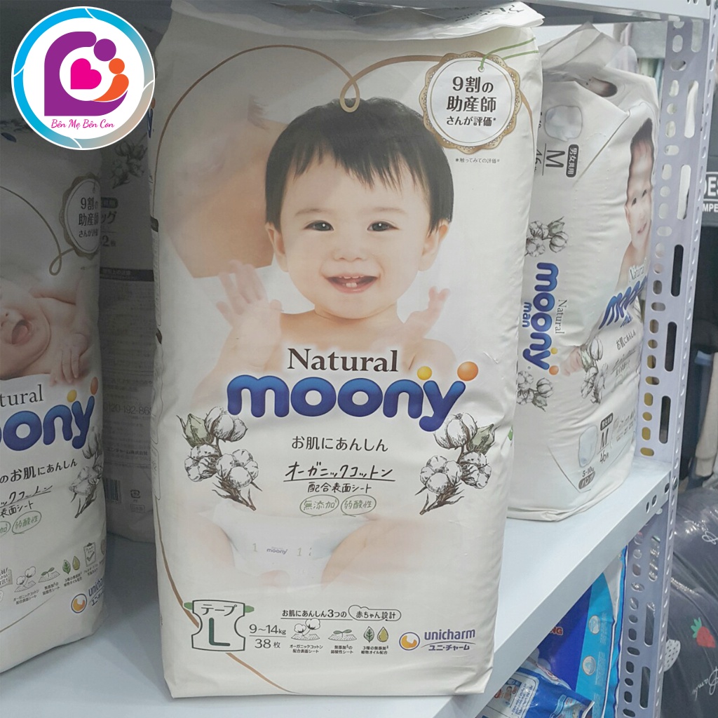 Bỉm Moony Natural/ bỉm dán Moony Natural đủ size NB63/S58/L38