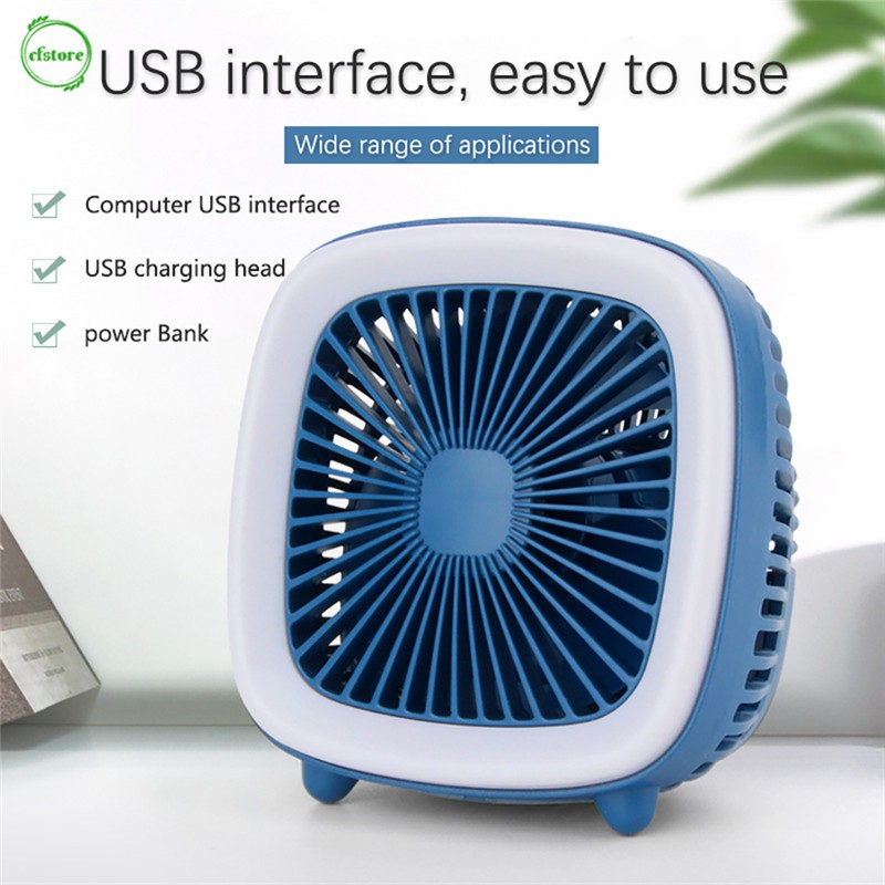 Quạt Mini Sạc USB 3 Tốc Độ Hình TV Có Đèn LED Để Bàn