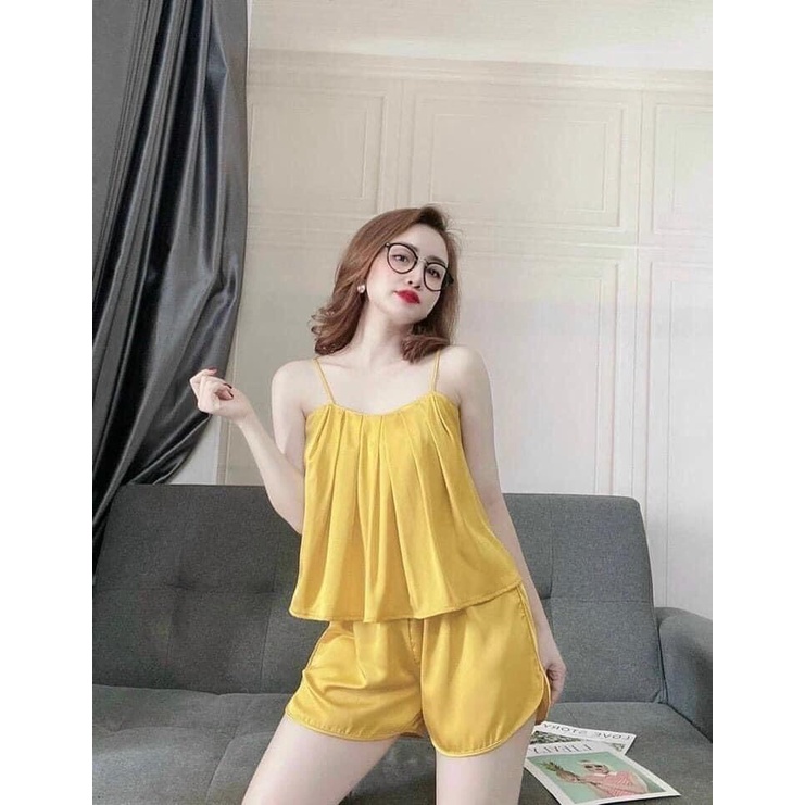 Đồ bộ ngủ hai dây,mặc nhà chất Satin cao cấp chuẩn shop phối xếp ly ngực gợi cảm cực xinh SLV_06
