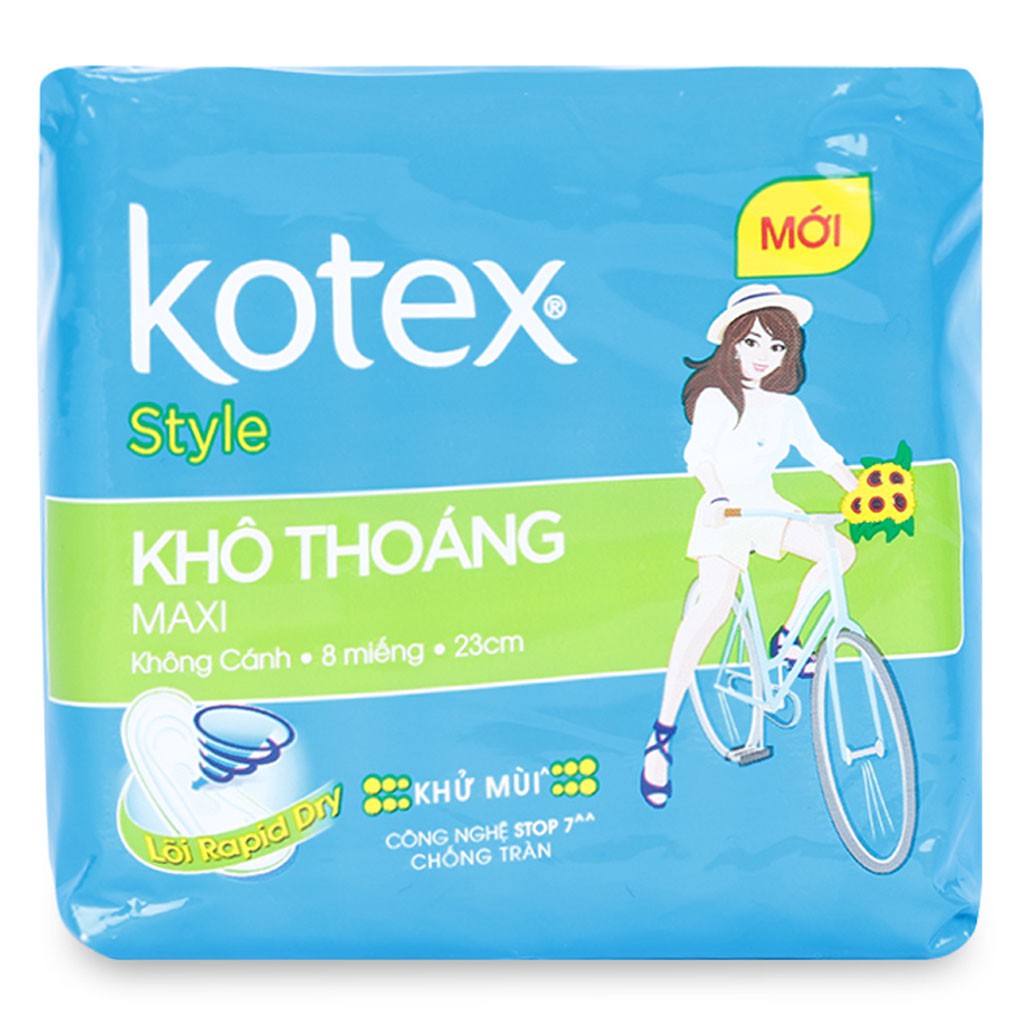 Băng Vệ Sinh Kotex Style Khô Thoáng Maxi Không Cánh Gói 8 Miếng