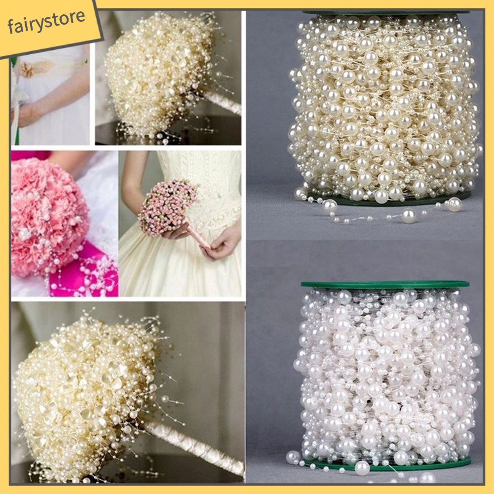 Chuỗi hạt ngọc trai giả trang trí DIY tiện dụng kích thước 5m