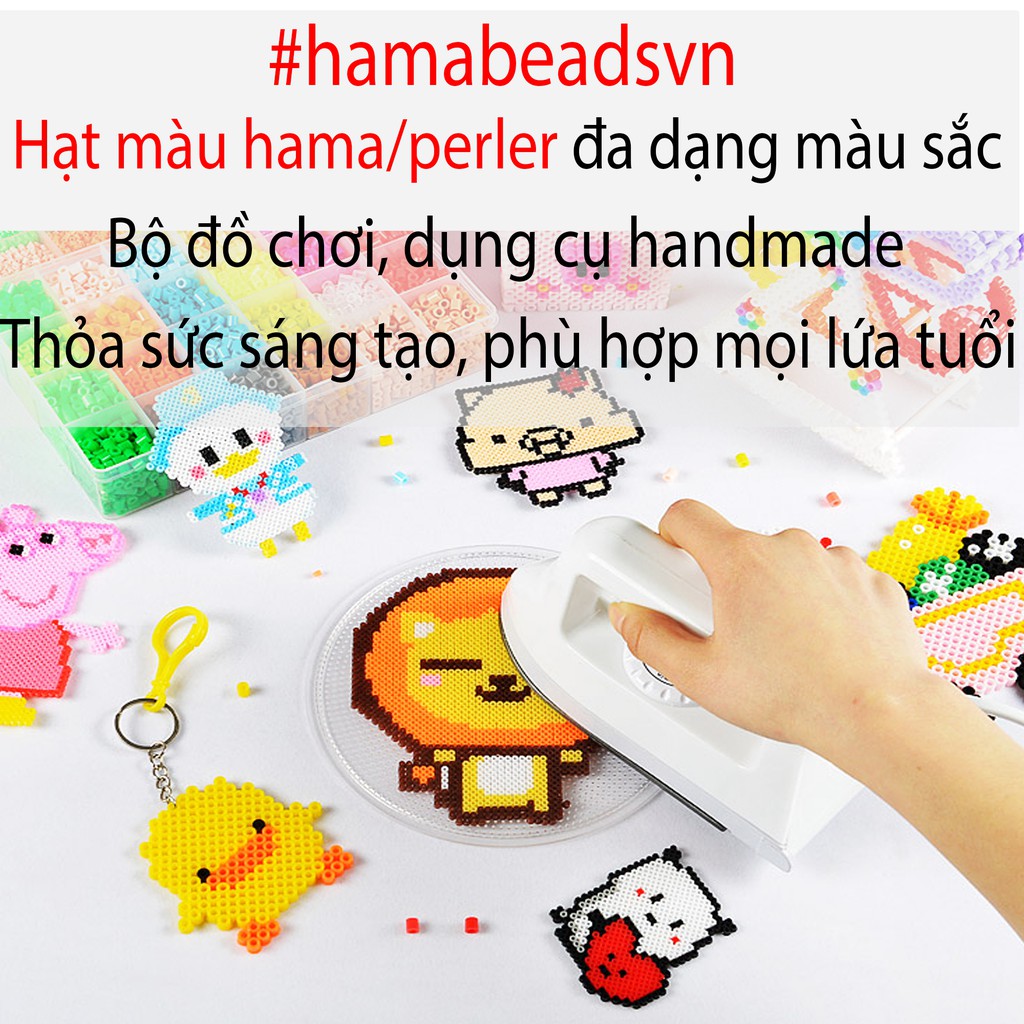 Combo 19 túi màu hạt hama/perler (Mỗi túi 1000 hạt) 2.6mm và 5mm - đủ phụ kiện