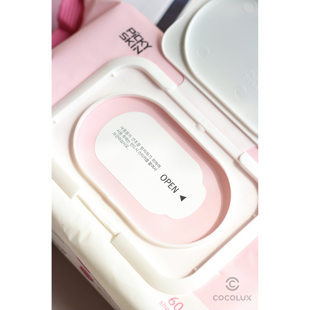 Khăn ướt tẩy trang PICKY SKIN Perfect clear solution cleansing tissue (Hàn Quôc)