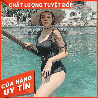 Đồ bơi nữ ren tay, bikini tắm biển 1 mảnh liền thân