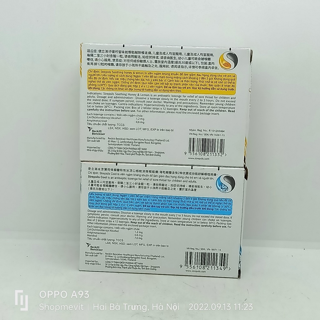Viên kẹo ngậm ho Strepsils hộp 24 viên