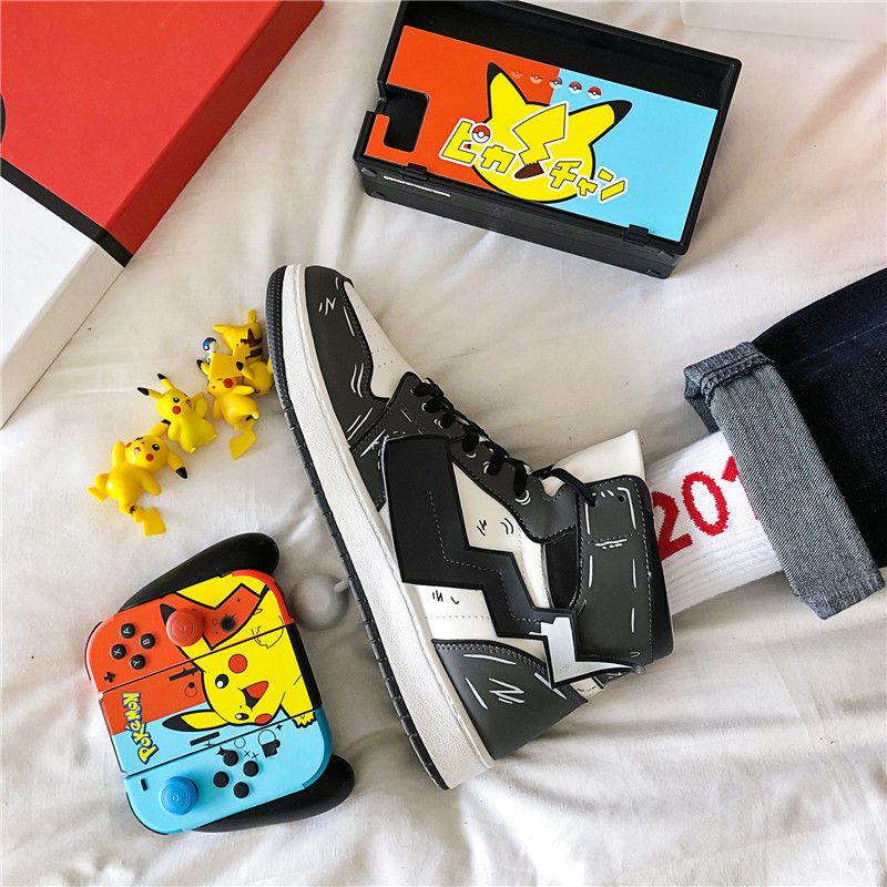 Pokemon Boys Shoes Kids Sneakers Big Kids Shoes High Top Sneakers Pikachu Sneakers Cloth Shoes Schoolgirls Korean Trends Teens All-match Jogging Shoes Fashion Casual Shoes