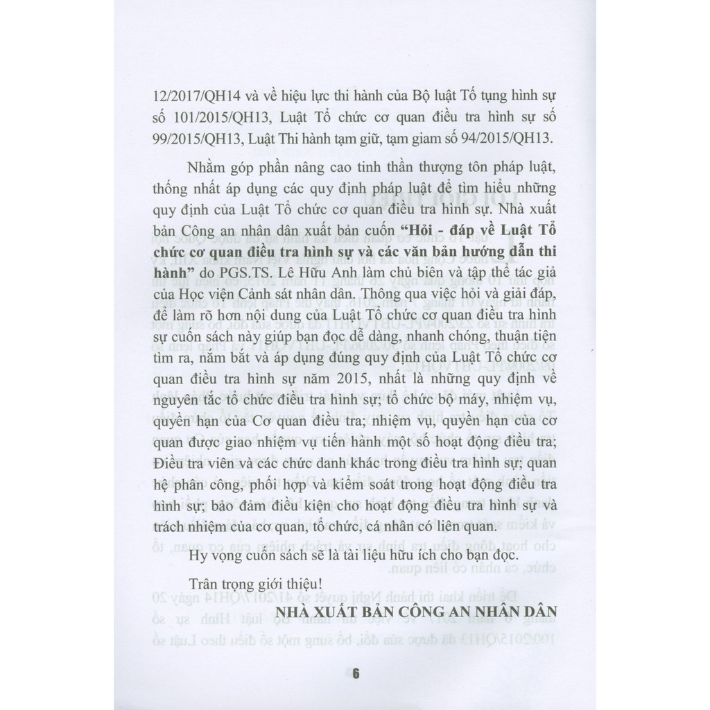 Sách - Hỏi -Đáp Về Luật Tổ Chức Cơ Quan Điều Tra Hình Sự Và Các Văn Bản Hướng Dẫn Thi Hành | BigBuy360 - bigbuy360.vn