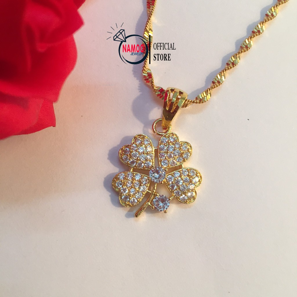 Dây Chuyền Cỏ 4 Lá Nữ, Vòng Cổ Mạ Vàng 18k Cực Bền Đẹp V556 Namoo Jewelry