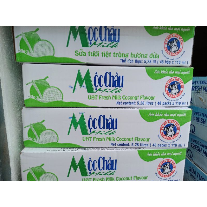 Thùng Sữa Tươi Tiệt Trùng Mộc Châu Dừa 48 Hộp 110ml