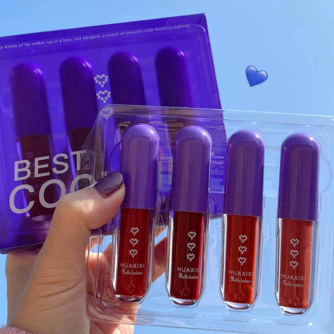 SET son Tint lì 4 cây BEST COOL TINT HUAXIXI H808 nội địa chính hãng nịnh môi tôn da chống trôi sỉ tốt NGỰA BEAUTY | BigBuy360 - bigbuy360.vn