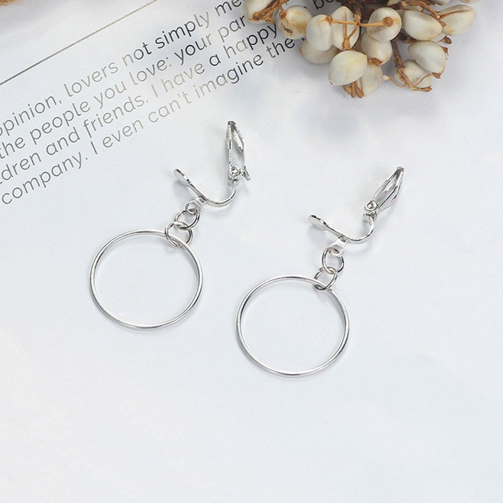 Khuyên tai kim loại phối mặt hình tròn/ tam giác/ ngôi sao thời trang