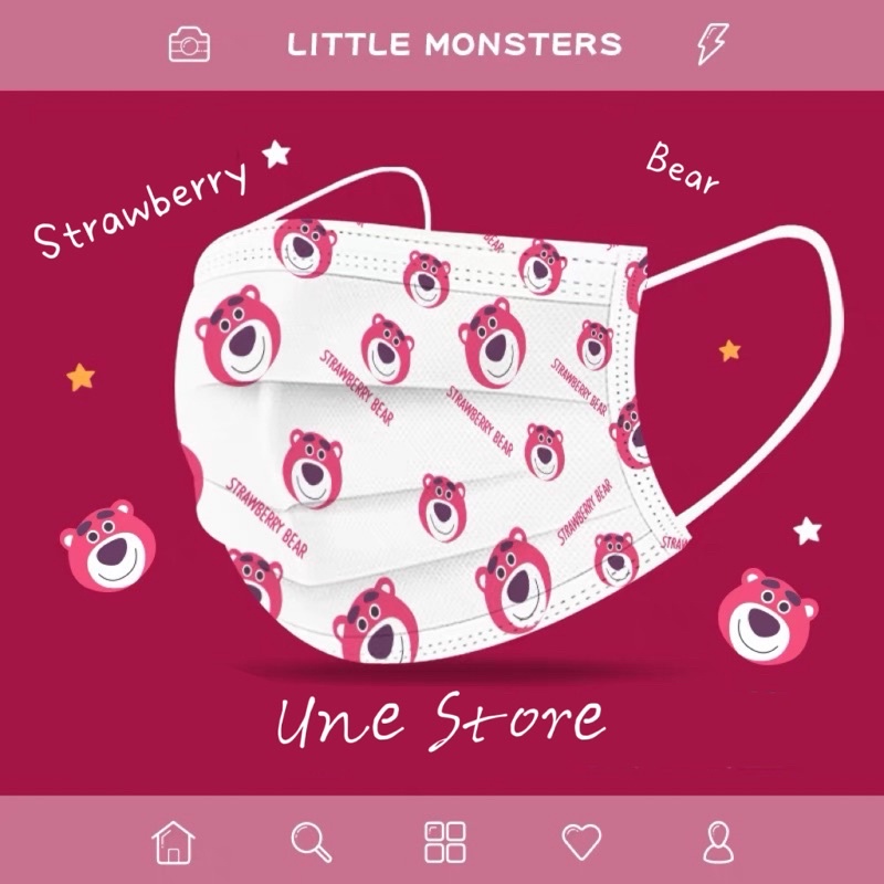5 chiếc khẩu trang dễ thương Lotso - Strawberry Bear