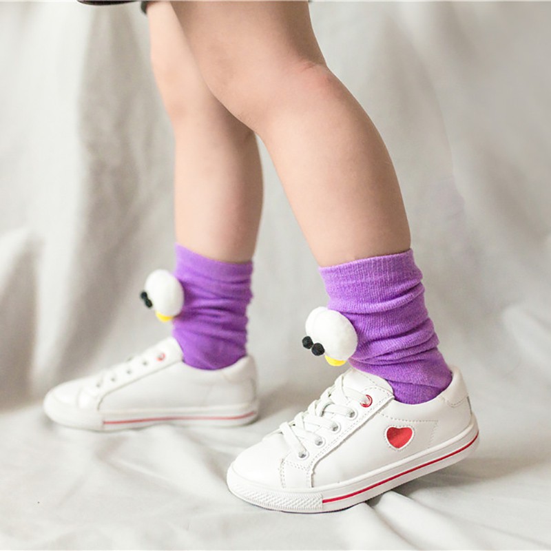 Vớ cotton dài thiết kế hình hoạt họa thời trang cho bé 2-8 tuổi