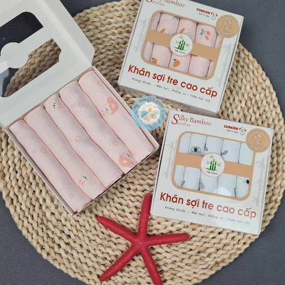 [1 cái] Khăn sữa sợi tre 4 lớp cao cấp cho bé - Hiệu Cún Con (katydang)
