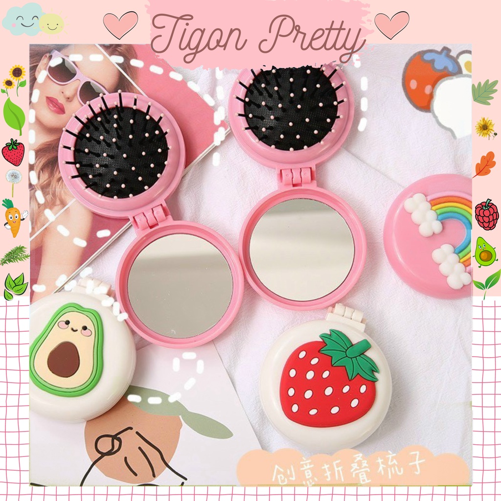 Gương Lược Gấp mini cầm tay dễ thương xinh xắn