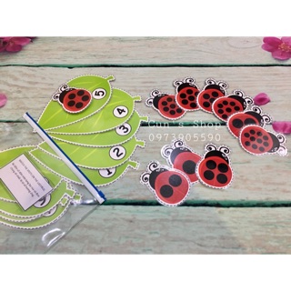 Học liệu cho bé - bé tập đếm - counting spots ladybug busy bag