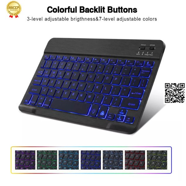 1702 Bàn Phím chuột Bluetooth 10Inch Có Đèn Nền LED Bàn Phím ko dây RGB Có Thể Sạc Lại Cho PC tablet táo