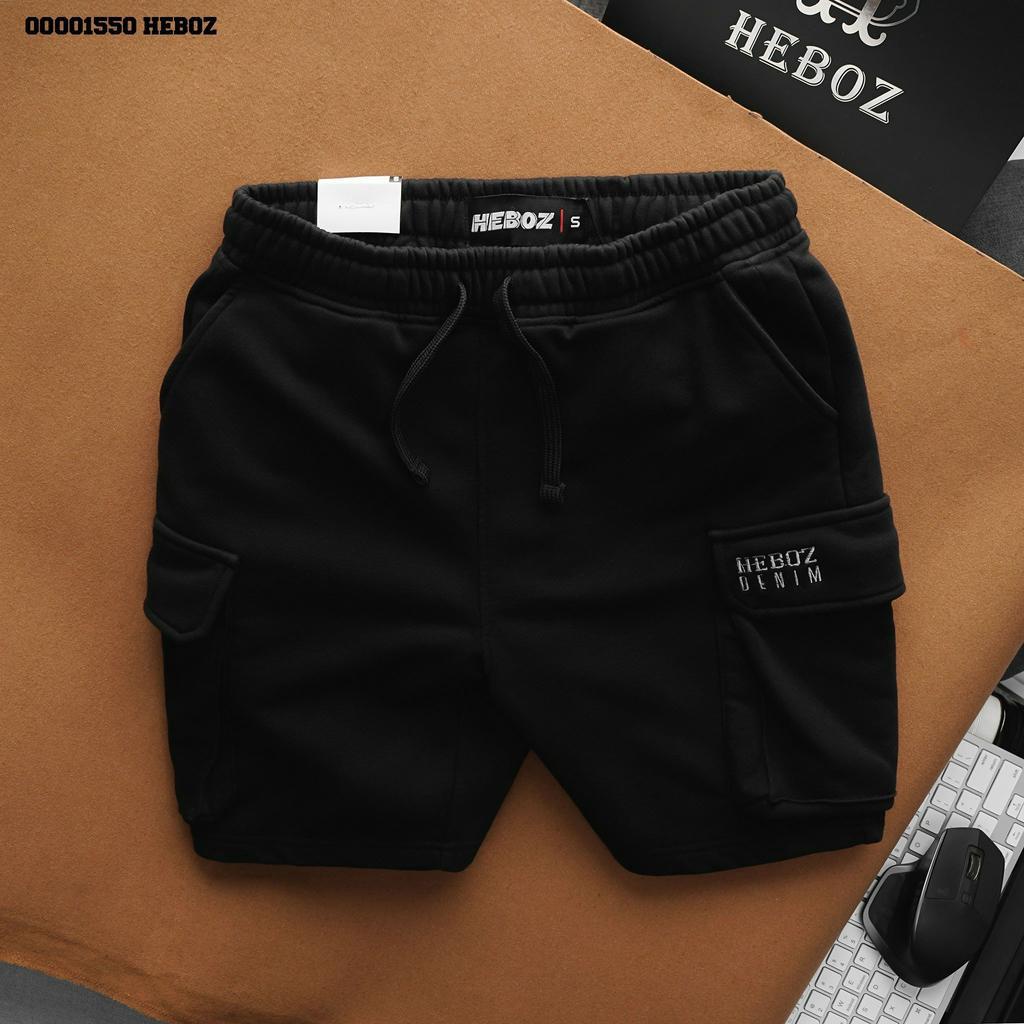 Quần short thun wash túi hộp Heboz 2M, form slim fit chất cotton nỉ da cá - 00001550