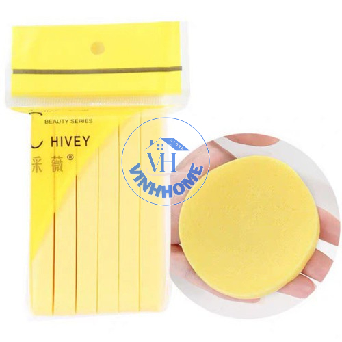 Set 12 bông mút rửa mặt Chivey, bọt biển tẩy trang làm sạch da dạng nén dễ dàng sử dụng