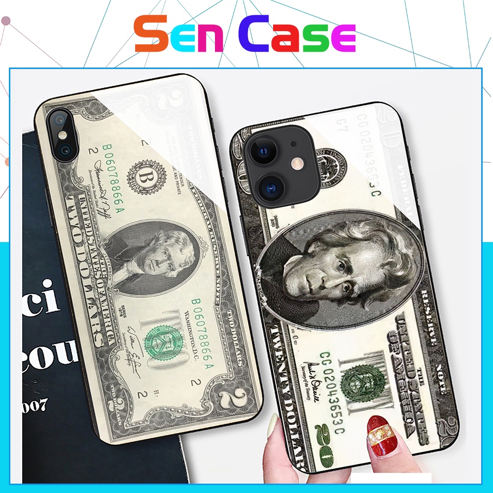 Ốp Lưng Điện Thoại Iphone Mặt Lưng Kính Cường Lực Chống Trầy Xước, In Đồng Dola-Ip6/6s/6plus/6splus/ip7/ip8/ipx/ipxsmax/
