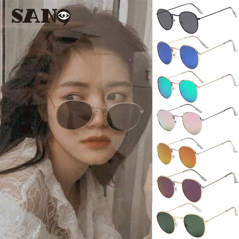 Kính mát gọng tròn bằng kim loại phong cách thời trang retro dành cho nam và nữ