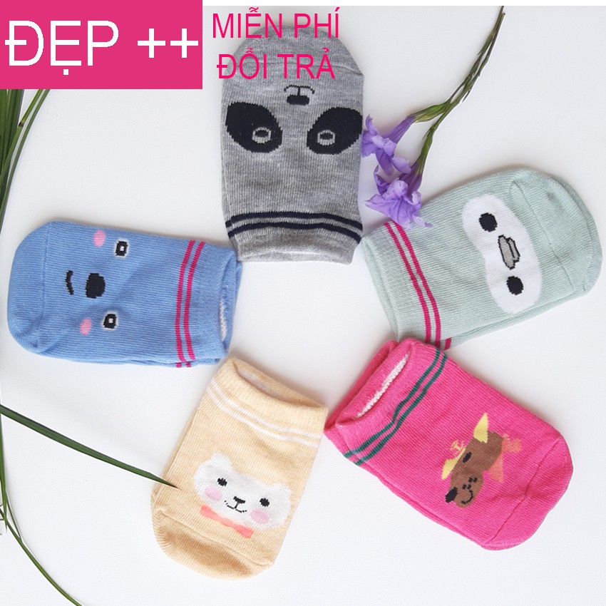 [Combo 5] Set 5 đôi tất trẻ em ponikids hình thú ngộ nghĩnh cho bé( túi zip)